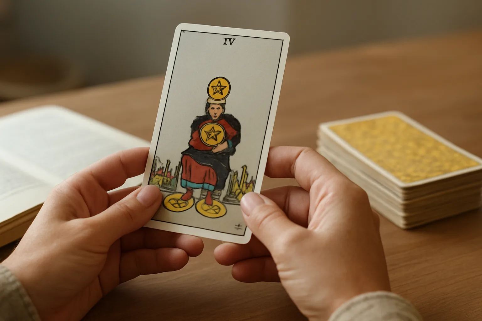 4 de oros en el tarot: significado, símbolos y lecturas clave