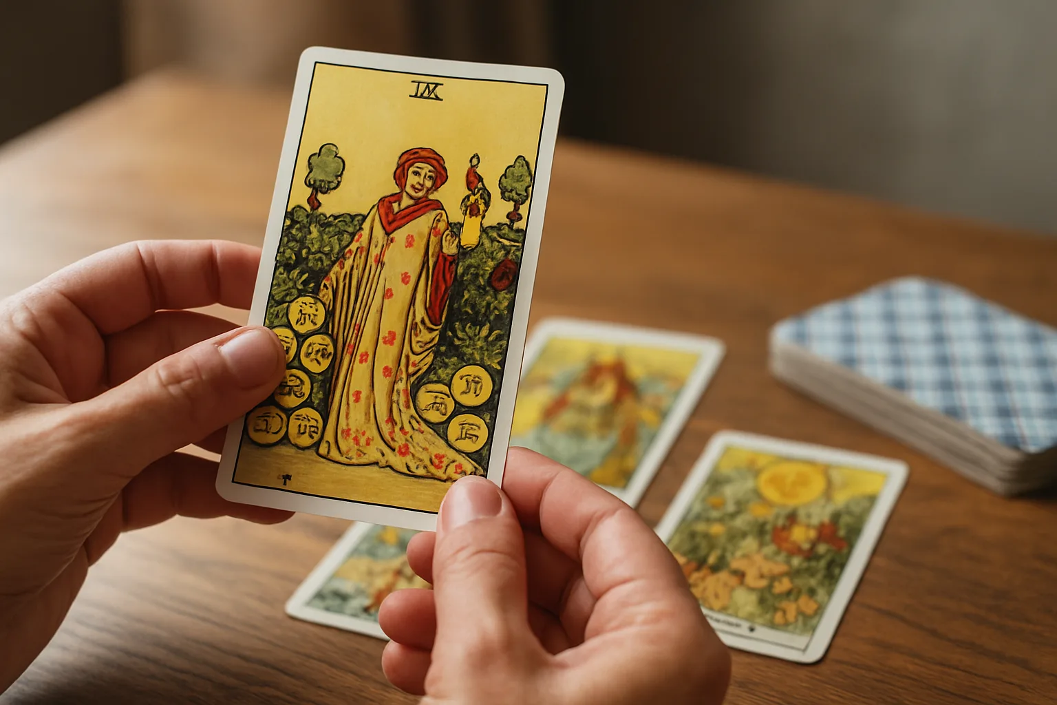 9 de oro en el tarot: significado, simbolismo y uso en la lectura
