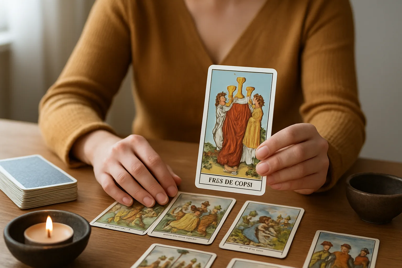 Tres de Copas en el tarot: significado, simbolismo y lectura práctica